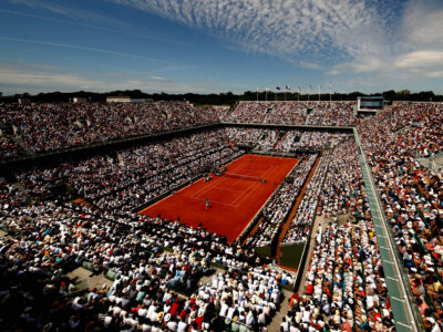Vue aérienne du court central de Roland Garros